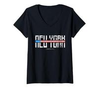 Femme New York City Vintage T-Shirt avec Col en V