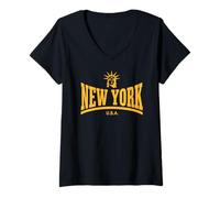 Femme New York - États-Unis T-Shirt avec Col en V