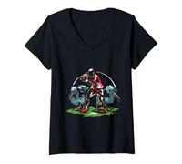 Femme New Zealand Kiwi Rugby Design T-Shirt avec Col en V