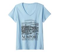 Femme Newport Rhode Island : demeures historiques, Charme Maritime, T-Shirt avec Col en V