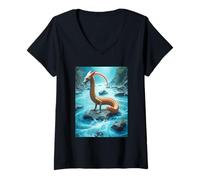 Femme Nguruvilu, poisson Mapuche renard du folklore des rivières chiliennes T-Shirt avec Col en V
