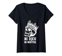 Femme Ni Dieu, ni maître, ni Dieux, ni maîtres T-Shirt avec Col en V