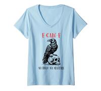 Femme Ni Dieu Ni Maitre No Kings Pro Democracy Anti Fascism Resist T-Shirt avec Col en V