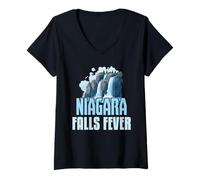 Femme Niagara Falls Water Fever Souvenir de vacances en famille NY T-Shirt avec Col en V