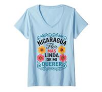 Femme Nicaragua Flor Mas Linda De Mi Querer Floral T-Shirt avec Col en V