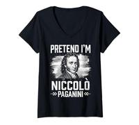 Femme Niccolo Paganini Violoniste Musique Classique T-Shirt avec Col en V