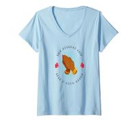 Femme Nice Attitude Club Love & Good Karma (déclaration Positive) T-Shirt avec Col en V
