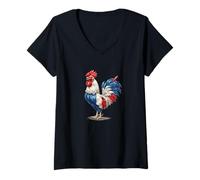 Femme Nice Costume de Poulet France pour Les Amoureux des coqs et des Animaux T-Shirt avec Col en V
