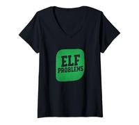 Femme Nice Elf Problems Cherche des garçons et des Filles T-Shirt avec Col en V