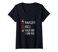 Femme Nice Naughty Forgot Why I Came Here List Shirt Xmas T-Shirt avec Col en V