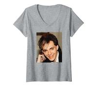 Femme Nick Rhodes Duran Duran Keyboardist 80s par Virginia Turbett T-Shirt avec Col en V