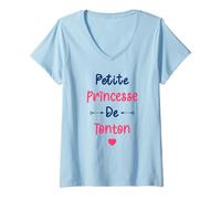 Femme Nièce Enfant Petite Fille Humour Petite Princesse de Tonton T-Shirt avec Col en V