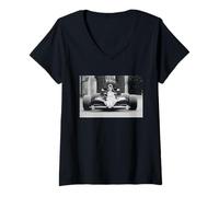 Femme Nigel Mansell, Pilote Automobile de Course dans Une Nouvelle Voiture 1982 T-Shirt avec Col en V