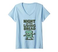 Femme Night of Living Bread T-Shirt avec Col en V