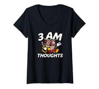 Femme Night Owl Overthinker 3 AM Thoughts Coffee T-Shirt avec Col en V