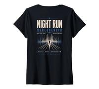 Femme Night Run Frequency Runner Music BPM Bass Pace T-Shirt avec Col en V