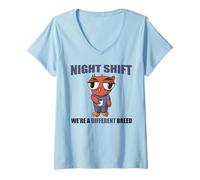 Femme Night Shift INFIRME : WE are A Different Breed Funny Owl Meme T-Shirt avec Col en V