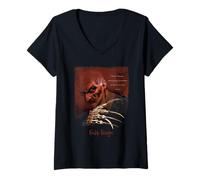 Femme Nightmare on Elm Street Freddy Krueger Large Face T-Shirt avec Col en V