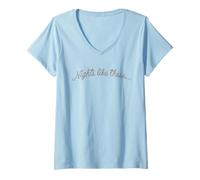 Femme Nights Like These Script Aesthetic T-Shirt avec Col en V