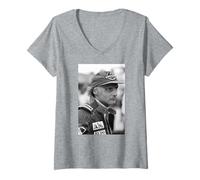Femme Niki Lauda Brands Hatch Grand Prix de Grande-Bretagne 1984 T-Shirt avec Col en V