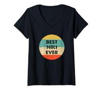 Femme Niki Nom T-Shirt avec Col en V