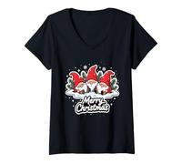 Femme Nikolaus Xmas Santa Merry Christmas Wichtel T-Shirt avec Col en V