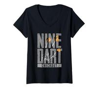 Femme Nine Dart Checkout Cadeau Amusant pour Les Grands Joueurs de fléchettes T-Shirt avec Col en V