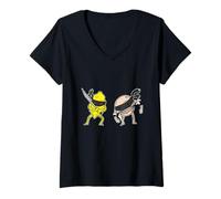 Femme Ninja Thé glacé au Citron et à la pêche T-Shirt avec Col en V