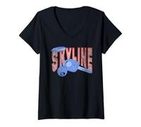 Femme Nissan Skyline GTR Front and Back Sports Car T-Shirt avec Col en V