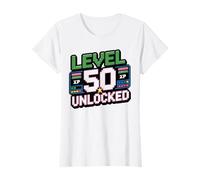 Femme Niveau 50 Débloqué Funny Gamer 50th Birthday T-Shirt