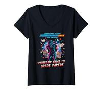 Femme Niveau de Reconnaissance des Enseignants du collège débloqué T-Shirt avec Col en V
