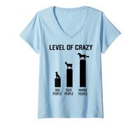 Femme Niveau drôle de Chien de chèvre Cheval Fou T-Shirt avec Col en V
