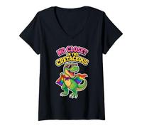 Femme No Closet in The Cretacé Rainbow Caped T-Rex T-Shirt avec Col en V