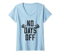 Femme No Days Off Bodybuilder Saying Barbell Bodybuilding T-Shirt avec Col en V