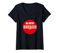 Femme NO Entry - No Man Comes to The Father John 14:6 Warning Sign T-Shirt avec Col en V