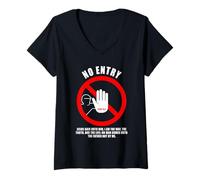Femme NO Entry - No Man Comes to The Father John 14:6 Warning Sign T-Shirt avec Col en V