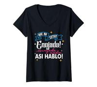 Femme No Estoy Enojada, Asi ES Mi Cara, Latina Chingona Cabrona T-Shirt avec Col en V