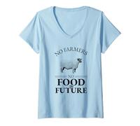 Femme No Farmers No Food No Future (Graphique Mouton) T-Shirt avec Col en V