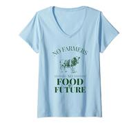 Femme No Farmers No Food No Future (Motif Vache) T-Shirt avec Col en V