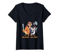 Femme No Flight - All Fight Fun Bird Psychology Joke T-Shirt avec Col en V