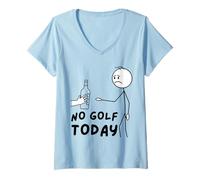 Femme No Golf Today Funny Sad Stickman Golfer Golfers T-Shirt avec Col en V