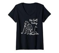 Femme No Golf Today Funny Sad Stickman Golfer Golfers T-Shirt avec Col en V