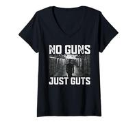 Femme No Guns Just Guts T-Shirt avec Col en V