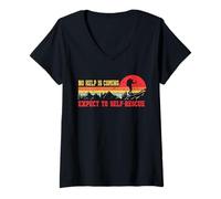 Femme No Help Is Coming Expect To Self-Rescue Sunset Citation Randonnée T-Shirt avec Col en V