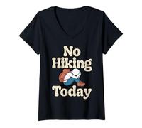Femme No Hiking Today Outdoor Rest Lazy Mood - T-Shirt avec Col en V
