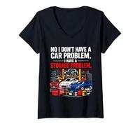 Femme « No I Don't Have a Car Problem I Have a Storage Problem » T-Shirt avec Col en V