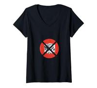 Femme No Ice Cool Cube - Cercle Rouge Audacieux T-Shirt avec Col en V