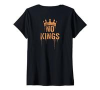 Femme No Kings Back Print | Cracked Crown, Grunge - Political T-Shirt avec Col en V