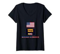 Femme No Kings in America Jeu vidéo Amusant T-Shirt avec Col en V