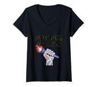 Femme No Kings in America Statue de la Liberté 1776 Art Populaire T-Shirt avec Col en V
